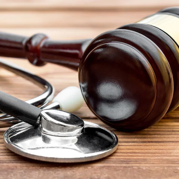 legal gavel and stethoscope